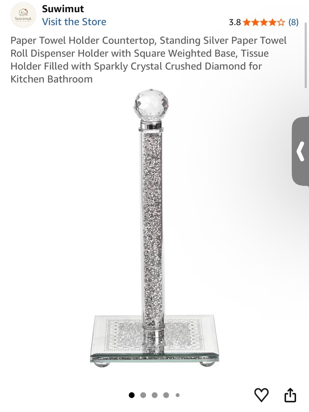 Suwimut Crystal-Embellished Silver Paper Towel Holder